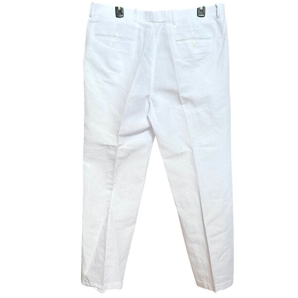 Mens White Flat Front Linen-Blend Casual Pants 34x30 INC International Concepts - Picture 2 of 8